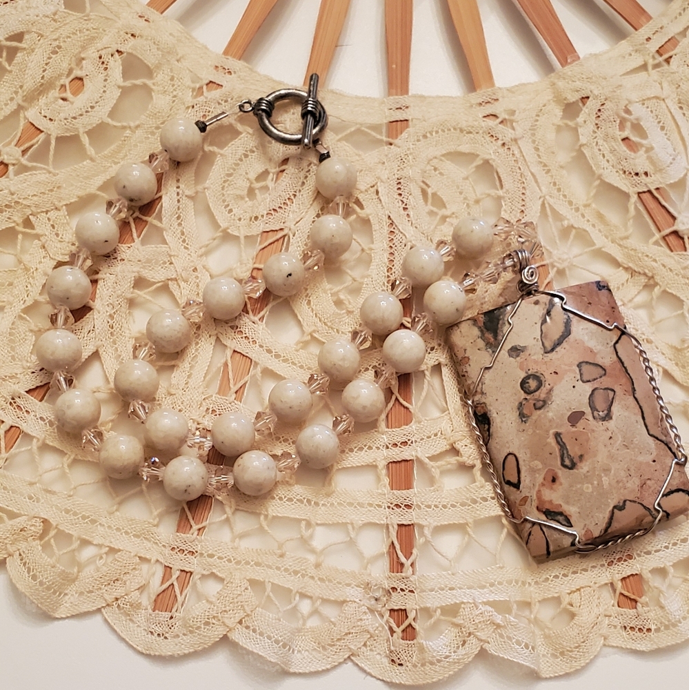 Unique Hand Crafted wire wrapped stone necklace
